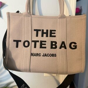 Marc Jacobs Beige Canvas 'THE TOTE BAG' Tote with Black Logo